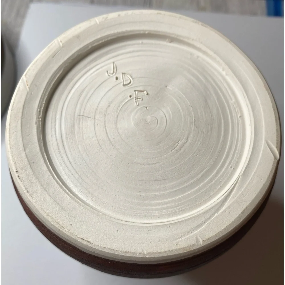 Stoneware vase handmade flower holder cup signed UBV
